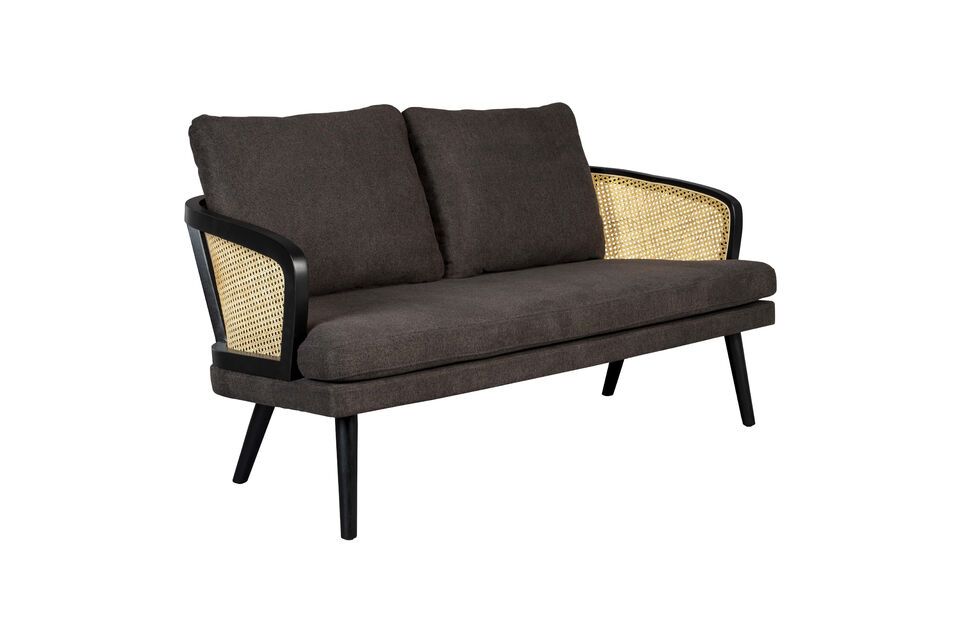 2-Sitzer-Sofa aus schwarzem Stoff Manou - 6