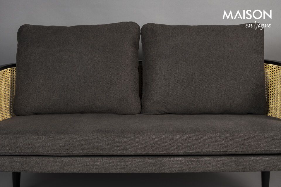 2-Sitzer-Sofa aus schwarzem Stoff Manou - 1