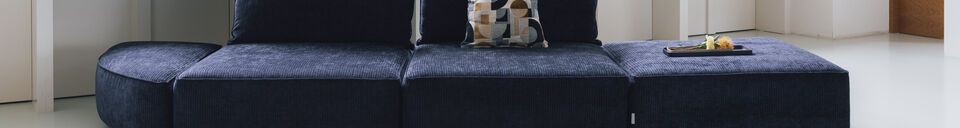 Materialbeschreibung 5-Sitzer-Sofa aus blauem Stoff Hunter