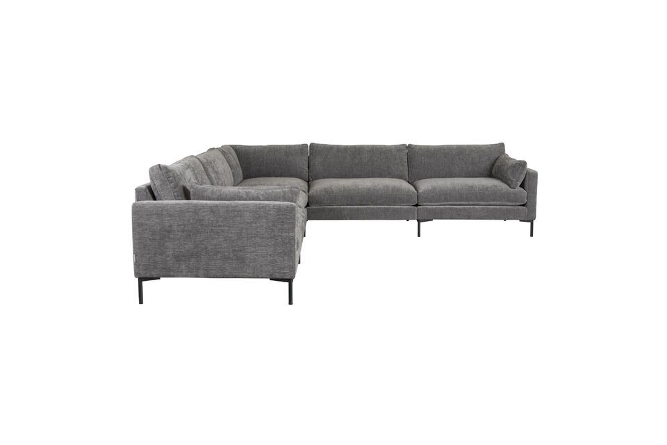 Mit seinen großzügigen Abmessungen (318 cm x 318 cm x 82 cm) lädt dieses dunkelgraue Stoffsofa