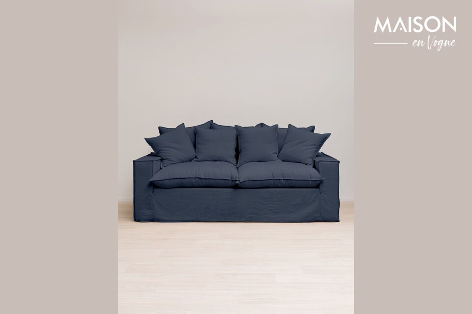 Blaues 3-Sitzer-Sofa aus Baumwolle Candela Chehoma