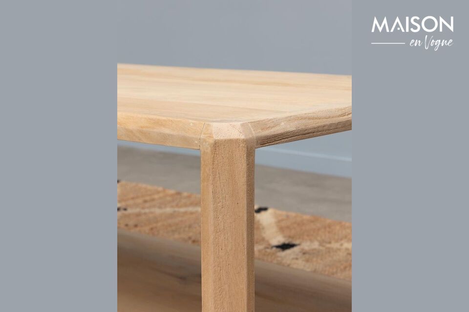 Entdecken Sie elegante Schlichtheit mit unserem Couchtisch aus Mangoholz in der Farbe Beige