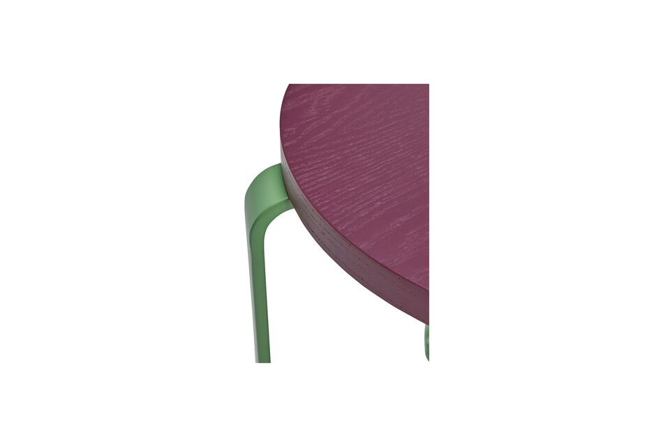 Hocker aus Eschenholz burgundy und grün Smile - 9