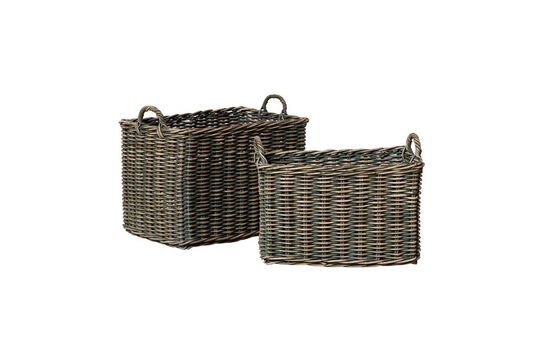 Set aus 2 Körben aus grünem Rattan Pyrenäen