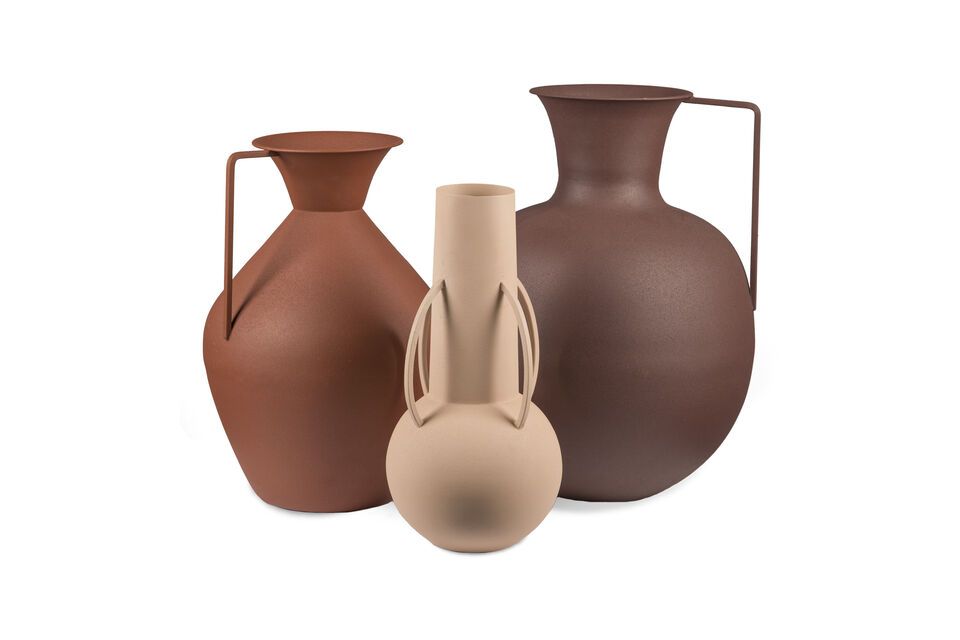 Set aus 3 Vasen aus recyceltem Eisen Cognac Roman Pols Potten