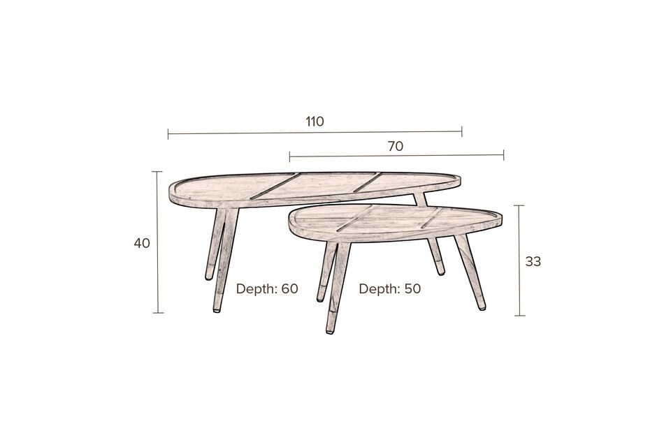 Set mit 2 Couchtischen Sham - 22