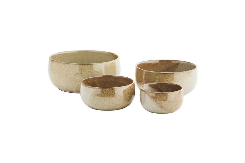 Set von 4 Schalen aus Steingut beige braun Cerening Madam Stoltz