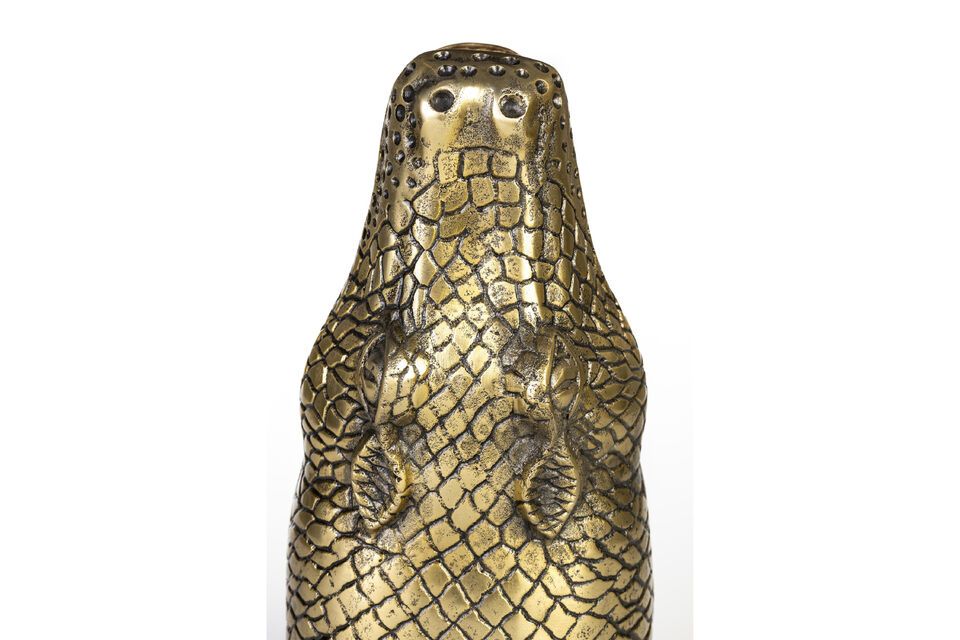 Vase aus recyceltem Aluminium in Gold Alligator - 5